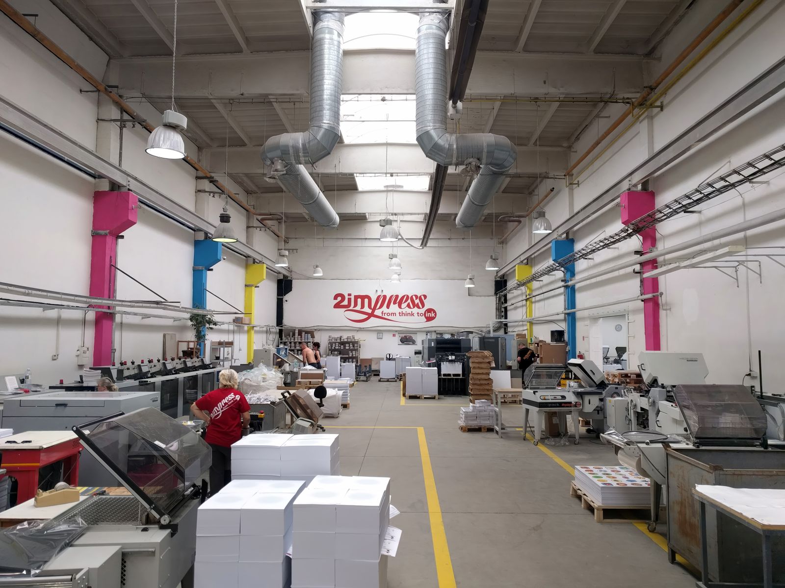 Wide view of the printing floor - presses and finishing lines under one roof
